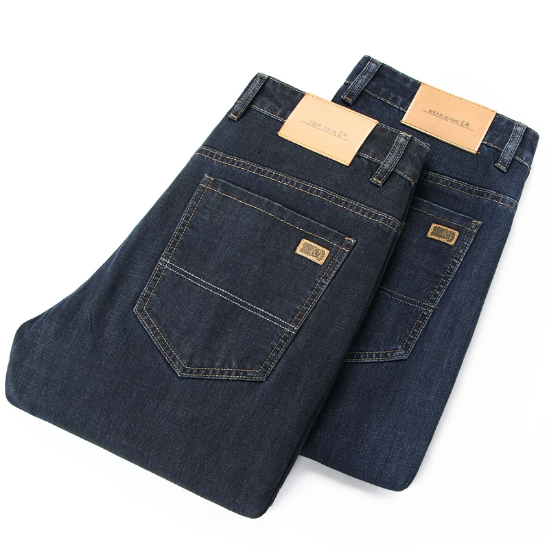 

Business Men'S Jeans Casual Straight Stretch Fashion Classic Blue Black Work Denim Trousers Male Versatile Men'S Clothing