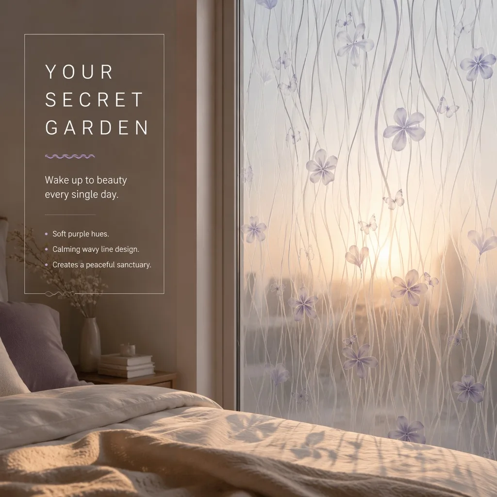 Frosted Privacy Window Film Translucent UV Protection Waterproof Self Adhesive Removable for Bathroom Balcony Sliding Door Glass