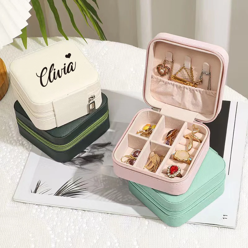 

CustoMini Jewelry Organizer Display Travel Jewelry Zipper Case Boxes Earrings Necklace Ring Portable Jewelry Box Leather Storage