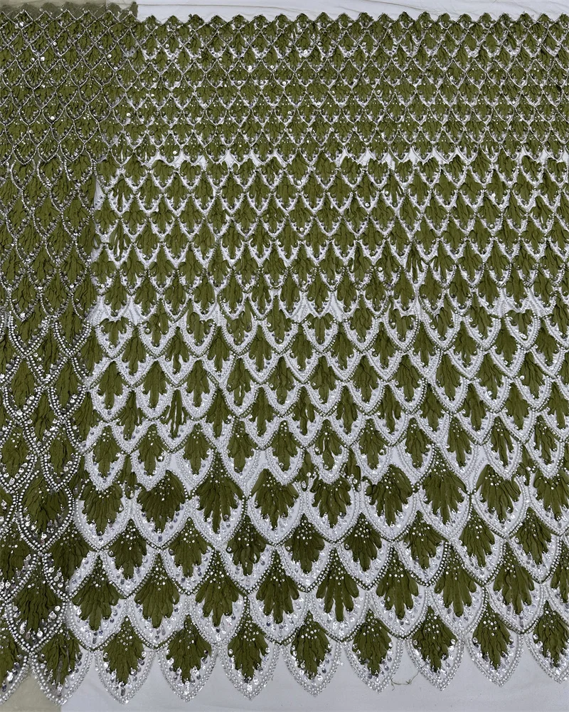 คุณภาพสูงแอฟริกันลูกปัดผ้าลูกไม้ 5 หลาภาษาฝรั่งเศสคําไนจีเรียเจ้าบ่าวลูกไม้เลื่อมสําหรับงานแต่งงานชุดเย็บ