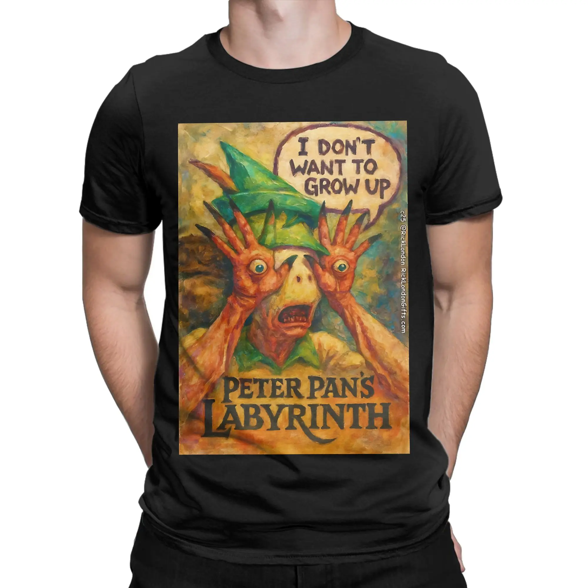 Peter Pans Labyrinth  Surreal Fantasy Mashup Oversized Funny 100% Cotton T-Shirt pans labyrinth Tops Tees For Men