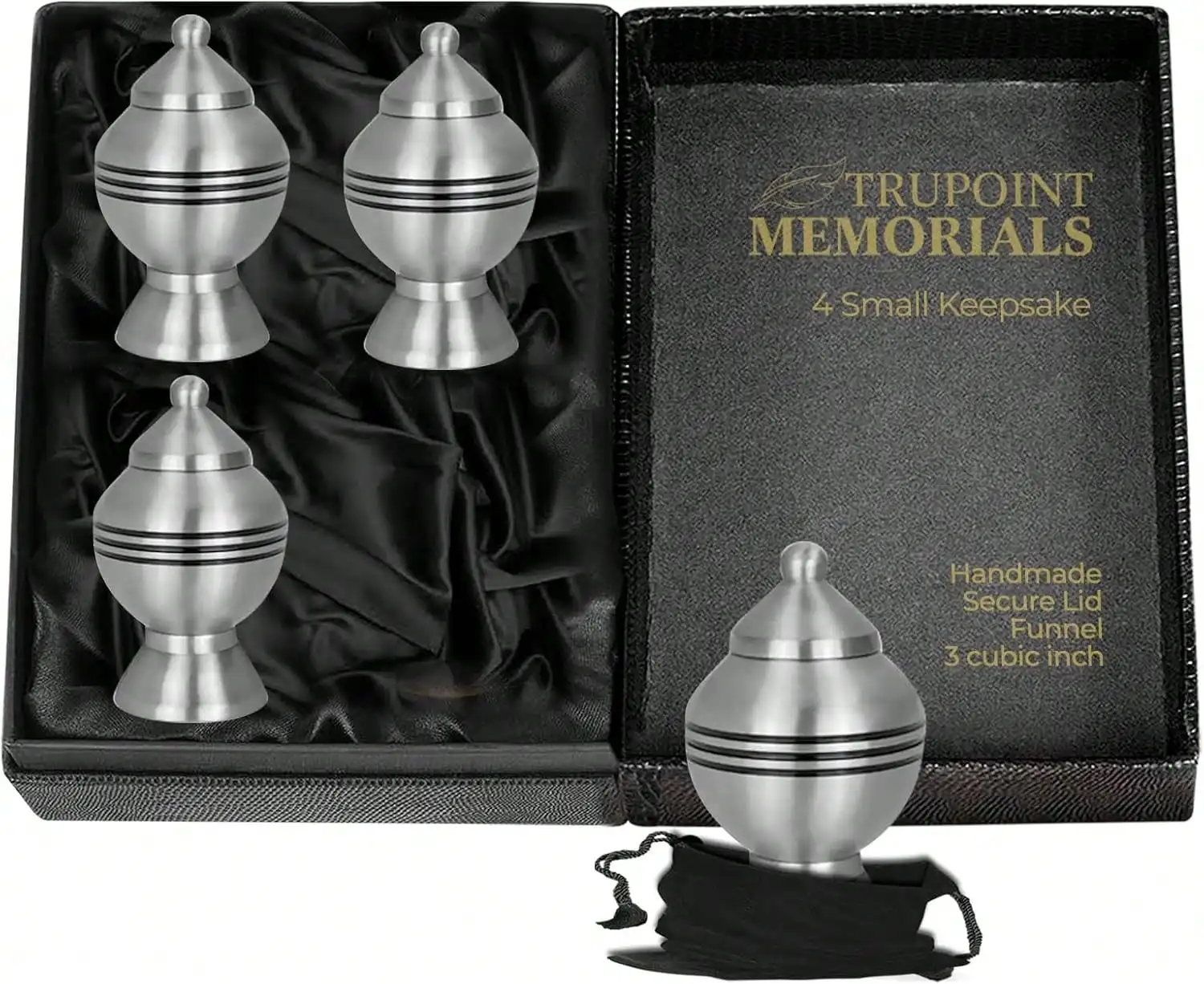

Set Of 4 Mini Cremation Urns For Human Ashes, Decorative Keepsake Urns For Adults, Silver Chalice Style