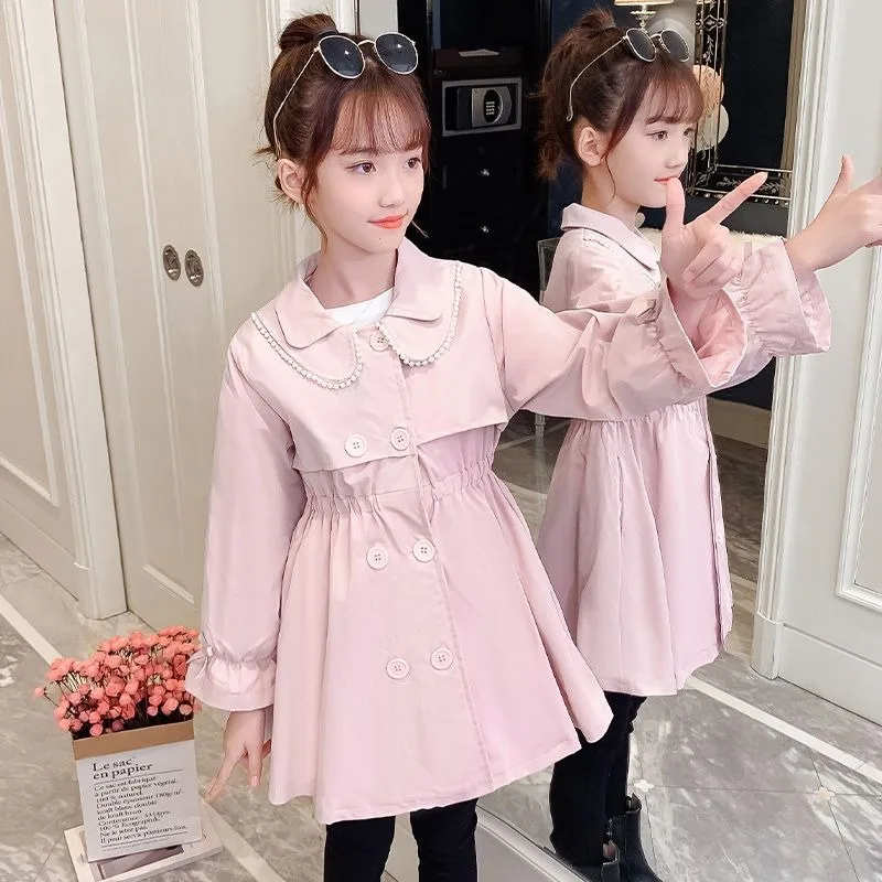 

Новое зимнее утепленное хлопковое пальто средней длины в корейском стиле для девочек 2025 года, утепленная хлопковая куртка со стильным дизайном для больших детей