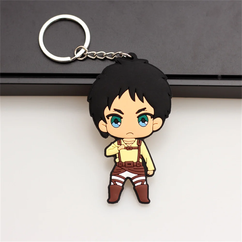 Attack on Titan Creative Reversible Keychain Mikasa Eren Jaeger Action Figures Toy Pendant Boys Girls Students Pendant Accessory