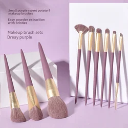 9Small Purple Sweet Potato Makeup Brush Suit Eyeshadow Face Powder Foundation Blush Highlight Concealer Brush Super Soft