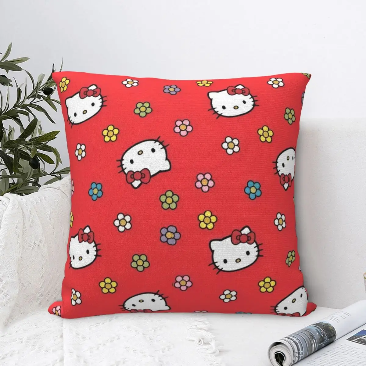 Sanrio Hello Kitty Flower Pillow Cover Printed Polyester Cushion Cover Pillow Case Cover Sofa Dropshipping 45X45cm Multi-Size