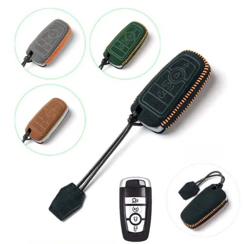 

A+ Suede Leather Car Key Fob Case Cover For Ford Explorer Fusion F-250 Edge Mustang