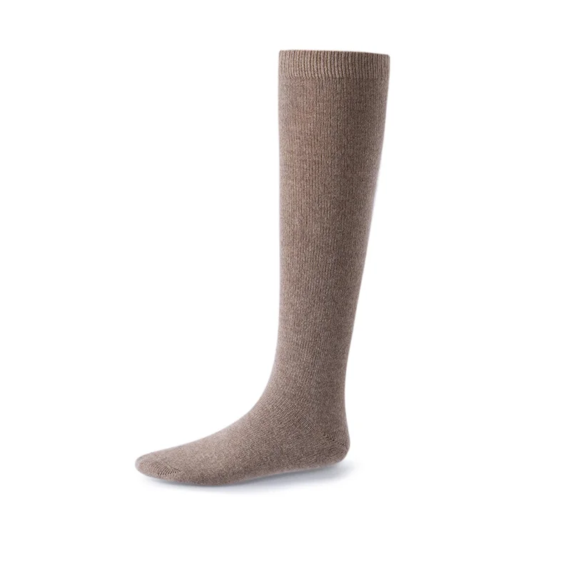 

100% Cashmere Calf Length Stocking Women's Knitted Long Socks Ribbed Winter Warm Casual Fine Yarn High Socks Soft Christmas
