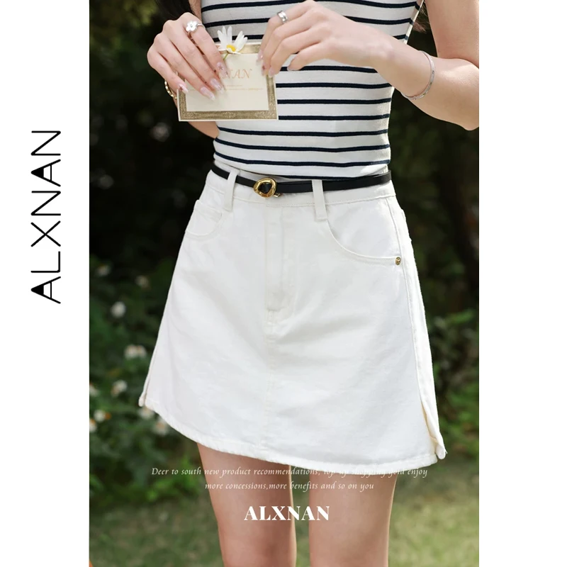 

ALXNAN White Short Skort Summer New Fashion Versatile Women Skorts Cotton 100% Elegant Vacation Beach Pants Skirts Female L63338