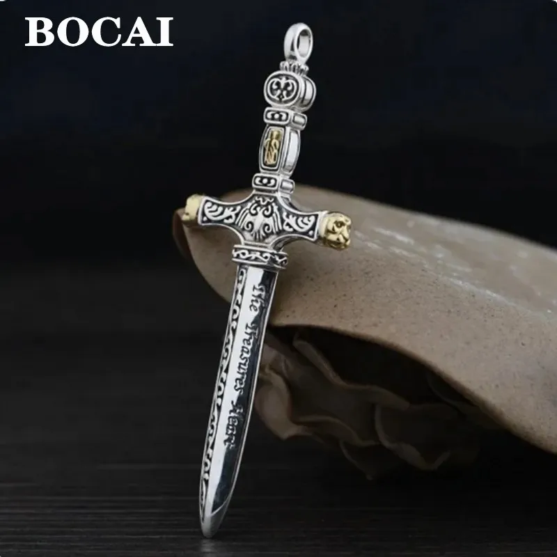 BOCAI New 16.6G 100% s925 silver men's Pendant Non-Mainstream Punk Style Rock Fashion Man Pendant Sword of Justice  Dropshipping