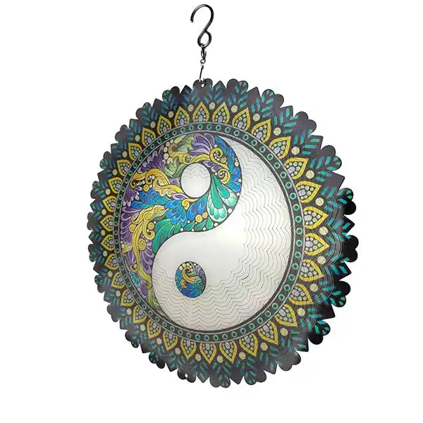 

3D Colorful Wind Spinning Mandala Wind Spinner Hanging Metal Wind Catcher Garden Decor