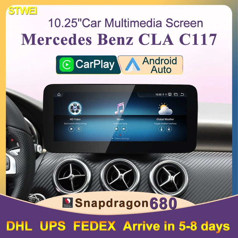 Qualcomm Snapdragon 680 Android13 Bluetooht5.1 For Mercedes Benz CLA C117 Car Video Multimedia Players Wireless CarPlay AUTO 