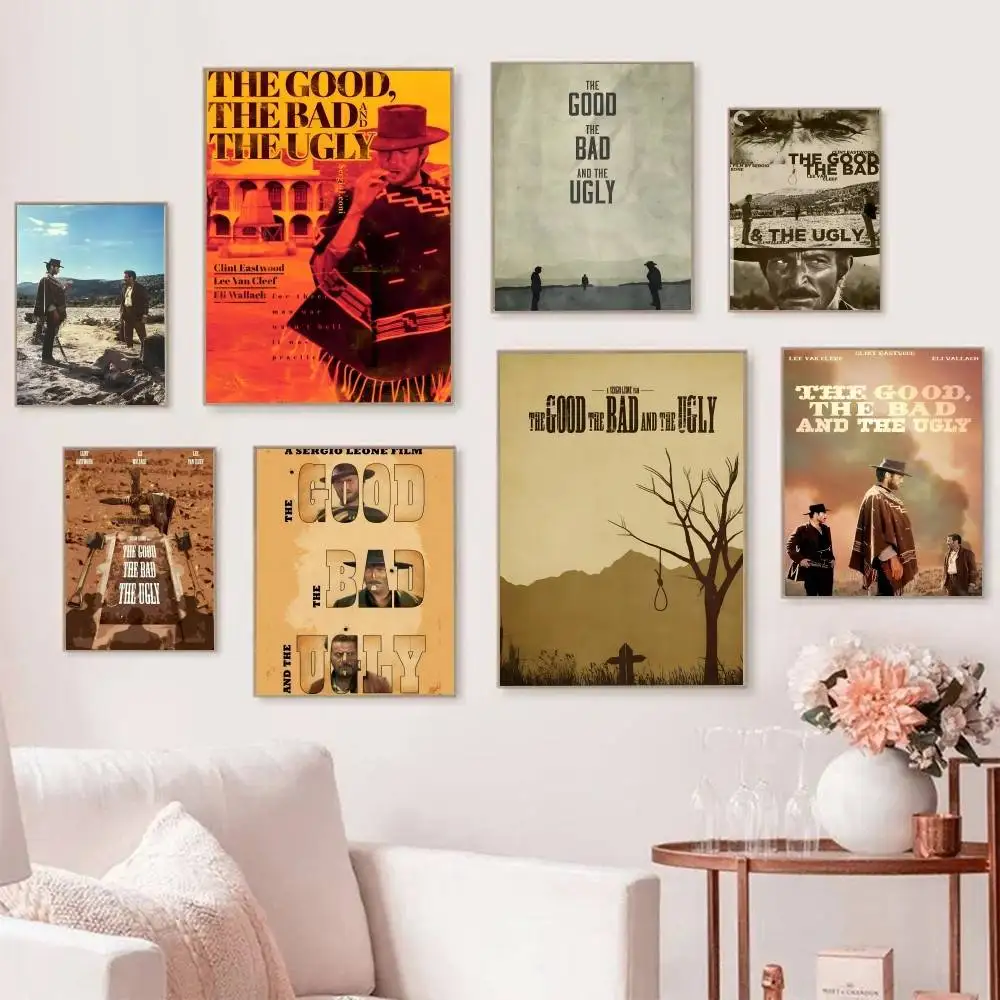 Classic Movie The G-Good, the Bad and the U-Ugly Posters Self Adhesive Waterproof Ideal For Living Room Bedroom Bar Decoration