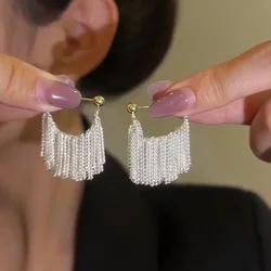 Unique Design Waterfall Chain Tassel Earrings for Women 2024 New Fashion Elegant Luxury Temperament Ladies Wedding Party Jewelry