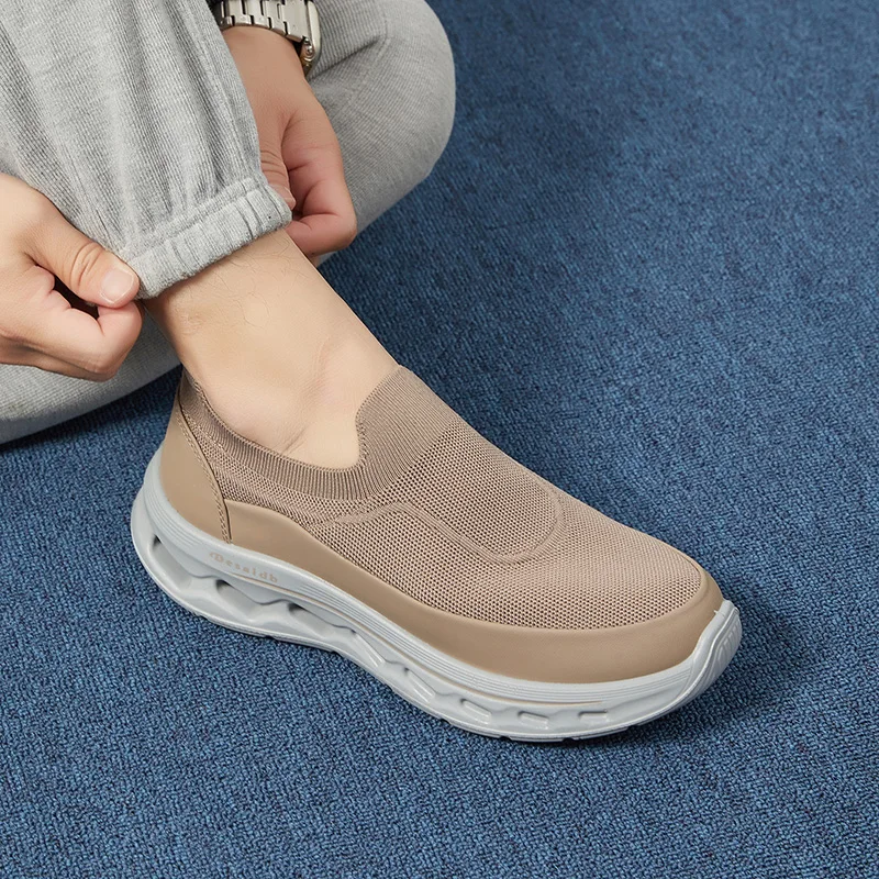 Desai Men's 2026 Autumn Hands-free Slip-on Walking Shoes Breathable Knit Cushion Sole For Daily Commute Office All-day Wear
