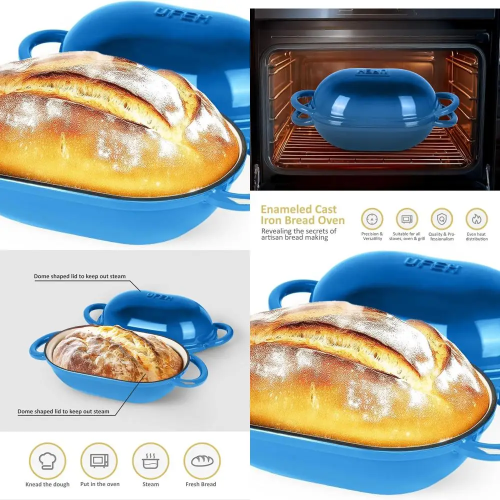 

Enameled Cast Iron Dutch Oven, 2 QT, Ideal for Sourdough and Artisan Breads, Oven & Stovetop Safe, Blue