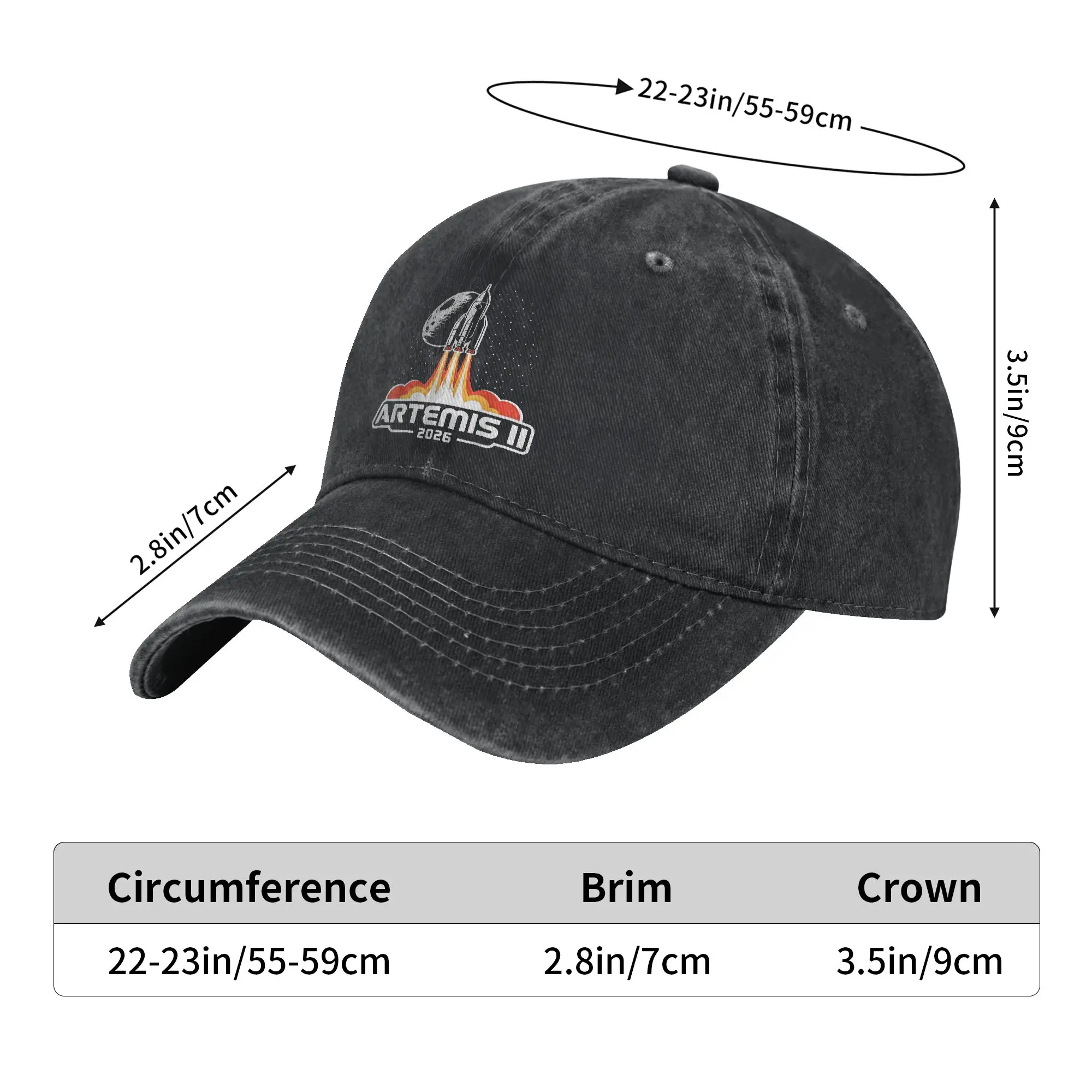 Artemis II Back to the Moon 2026 Baseball Cap Sun  Outdoor Gym Adjustable Washed Trucker Hat Women Men Fashion  Baseball Caps