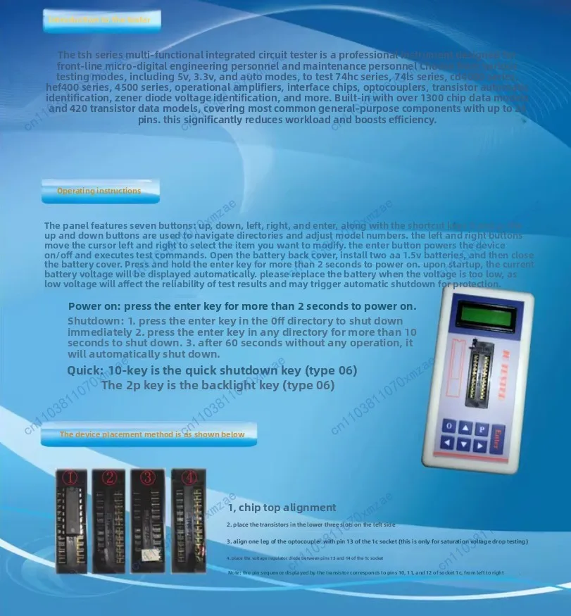 Multifunctional Integrated Circuit Detector Chip Tester TSH-06F Transistor IC Repair Tester 24pin