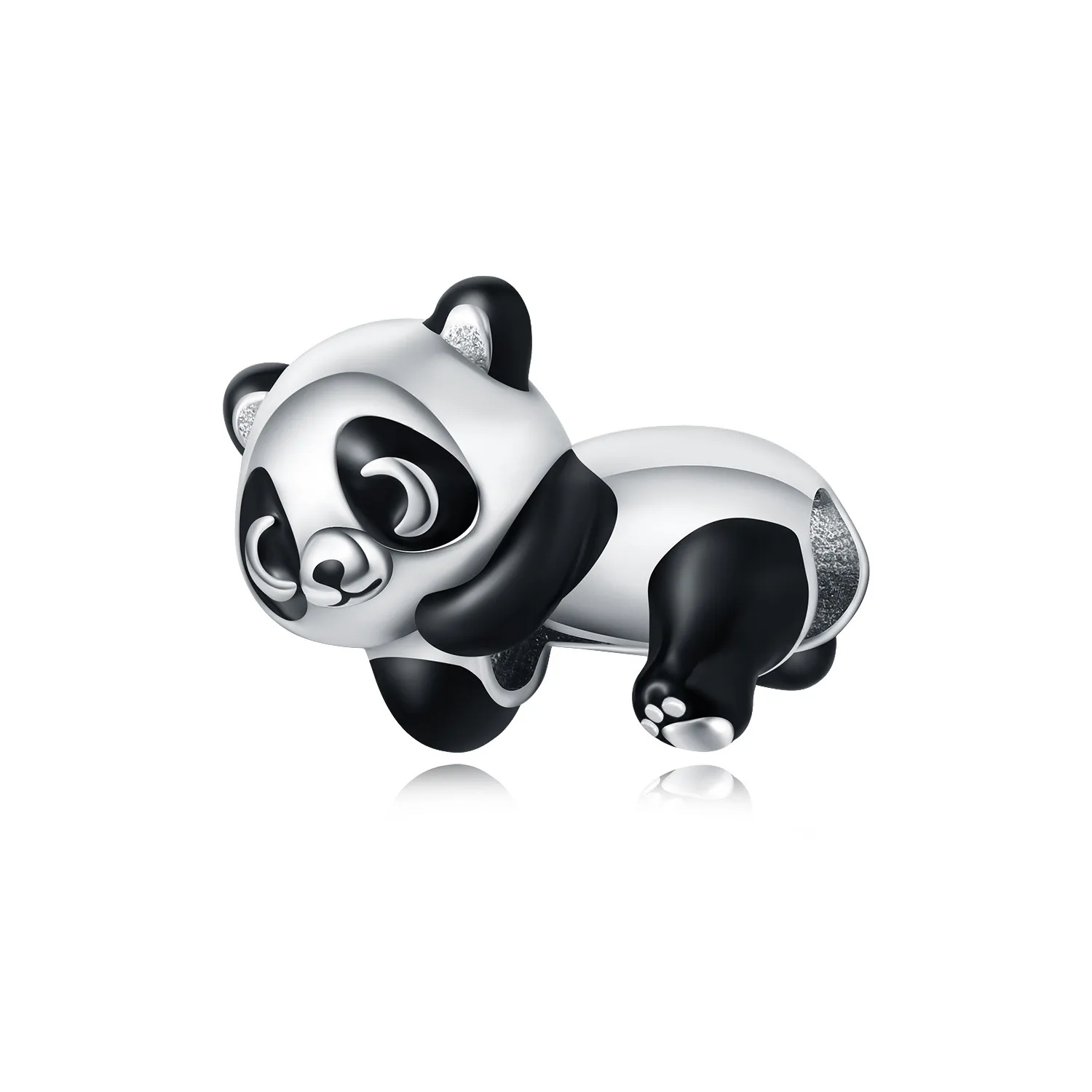 PANPOKI 925 Sterling Silber Niedliche kleine Panda-Tieranhänger Armband-Charms Passend für Schmuck Party-Perlen DIY Feine Geschenke