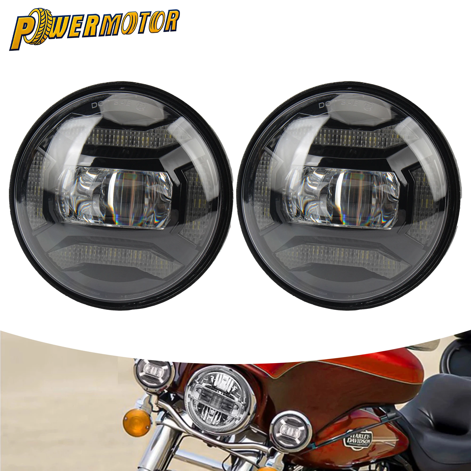 

4.5 Inch Motorcycle LED Fog Passing Auxiliary Light 12V 30W Spot Lamps For Harley Classic FLHR Road King Electra Street Glide