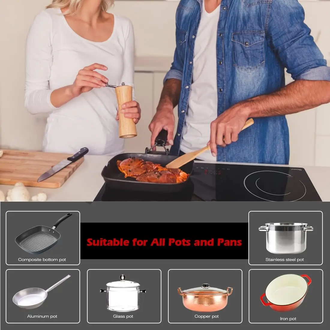 30 Inch 220V~240V, Drop-in Ceramic Cooktop Stove Burner,4 Burners Glass Cooktop with Flexible Ring,7200W Built in Electric Stove