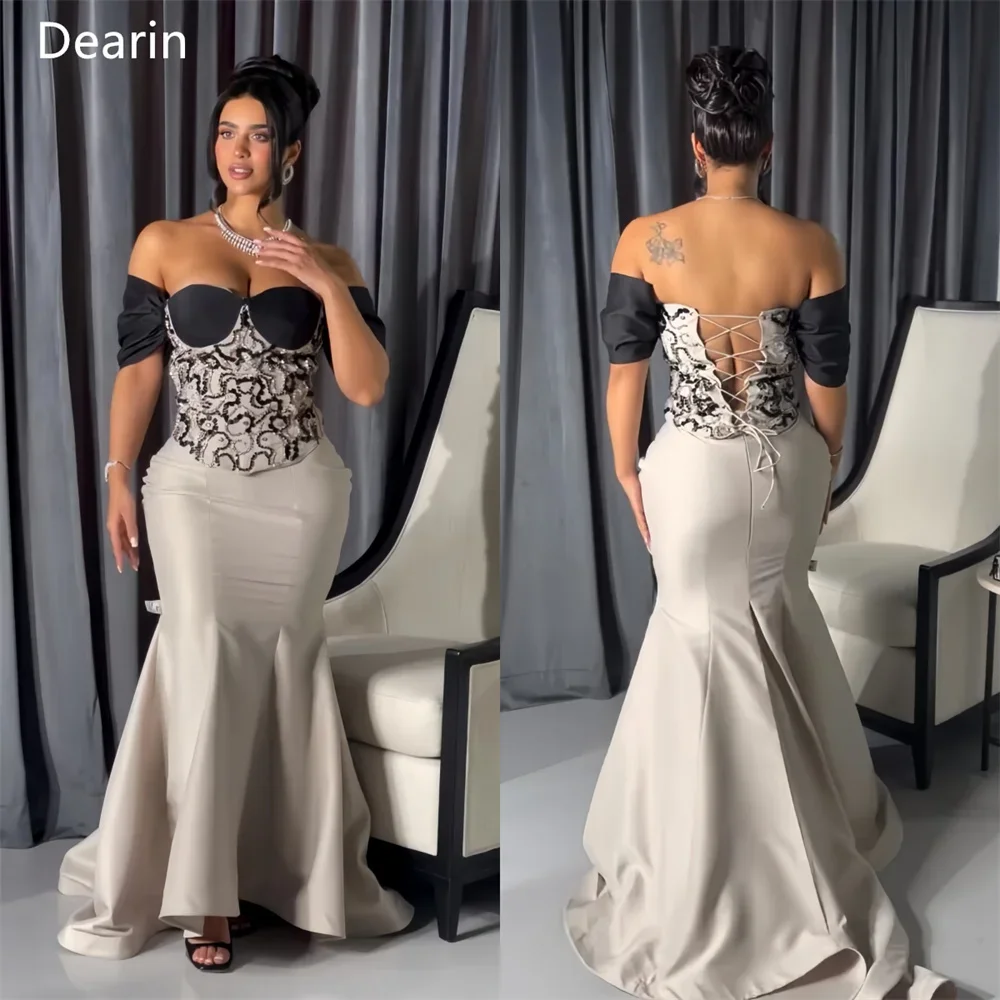 

Customized Evening Gown Prom Formal Dress Dearin Off-the-shoulder Mermaid Floor Length Skirts Open Back Draped Bespoke Occasion