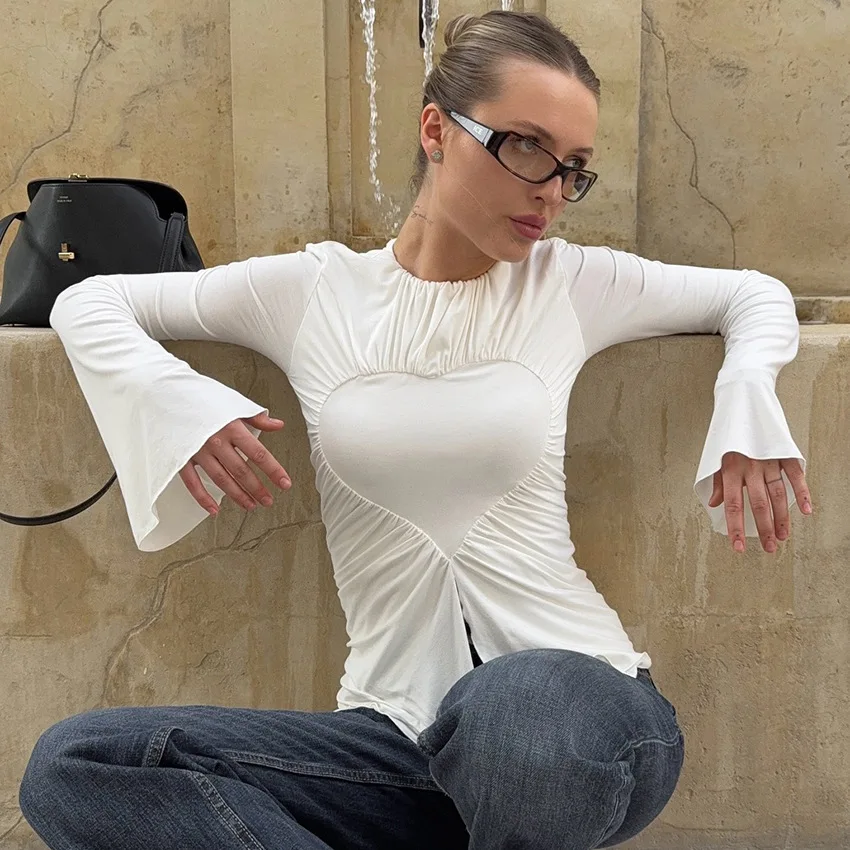 تي شيرت نسائي لربيع وخريف 2025 تي شيرت ضيق بأكمام طويلة ورقبة دائرية تي شيرت نسائي غير رسمي ملابس خروج عالية الجودة #2