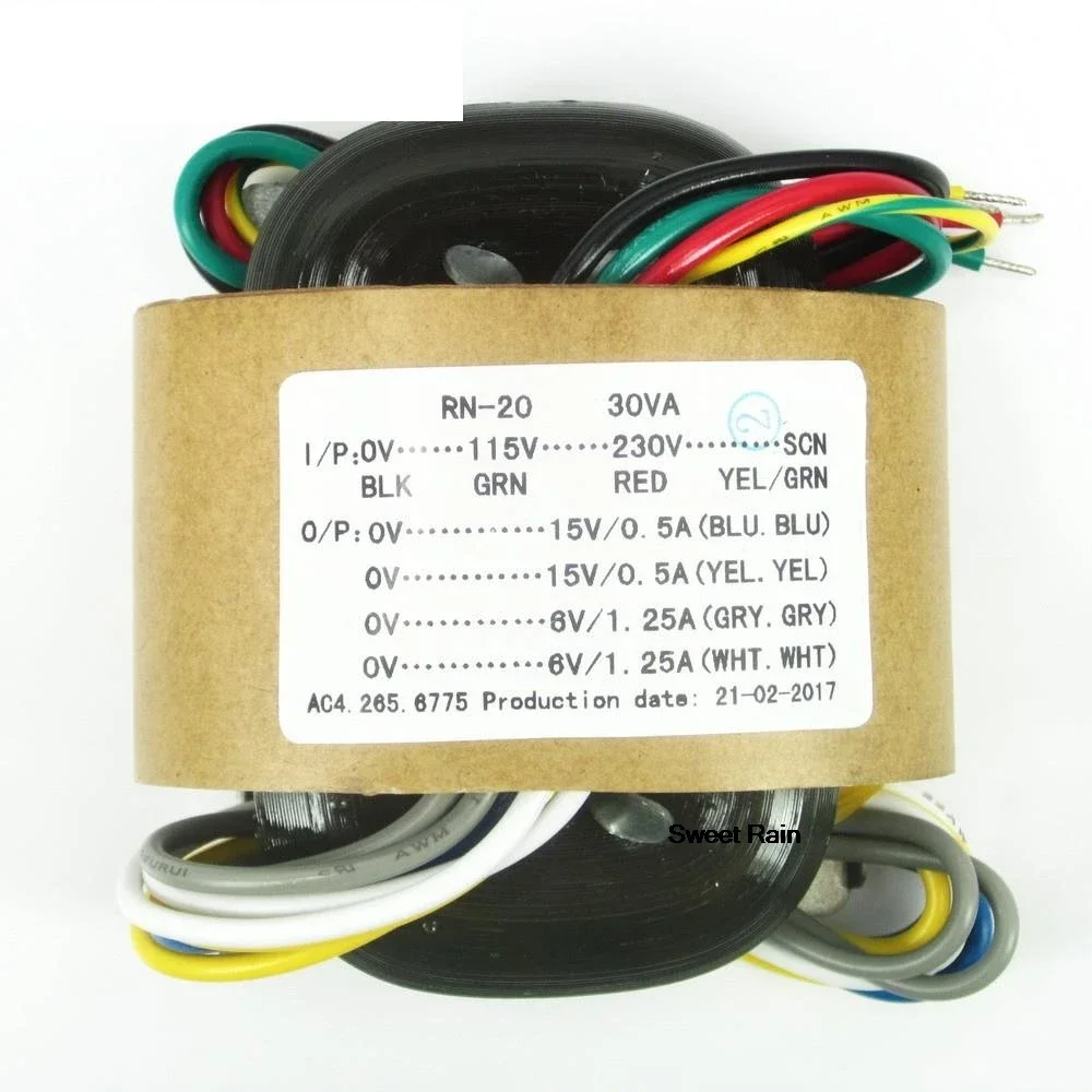 1PC 30VA 30W 15V *2 + 6V *2 R-Core Transformer for preamp DAC amp diy new