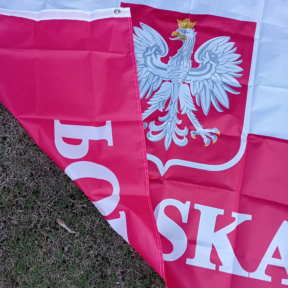 

aerlxemrbrae 90*150cm The Republic Of Poland Eagle flag polish flags white red EU Poland flags