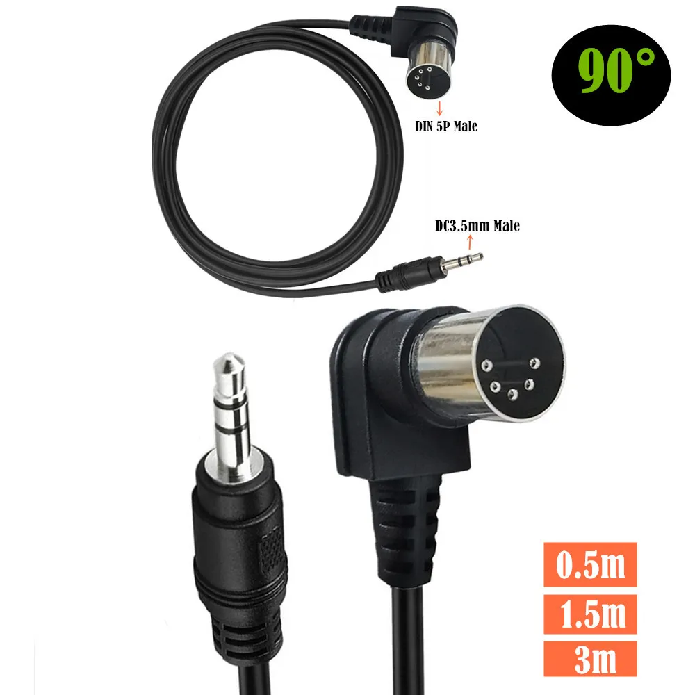 3.5mm złącze Stereo kabel Audio 3.5mm Aux męski do MIDI Din 5 Pin MIDI żeński wtyk wysokiej jakości 0.5/1.5/3m do mikrofon