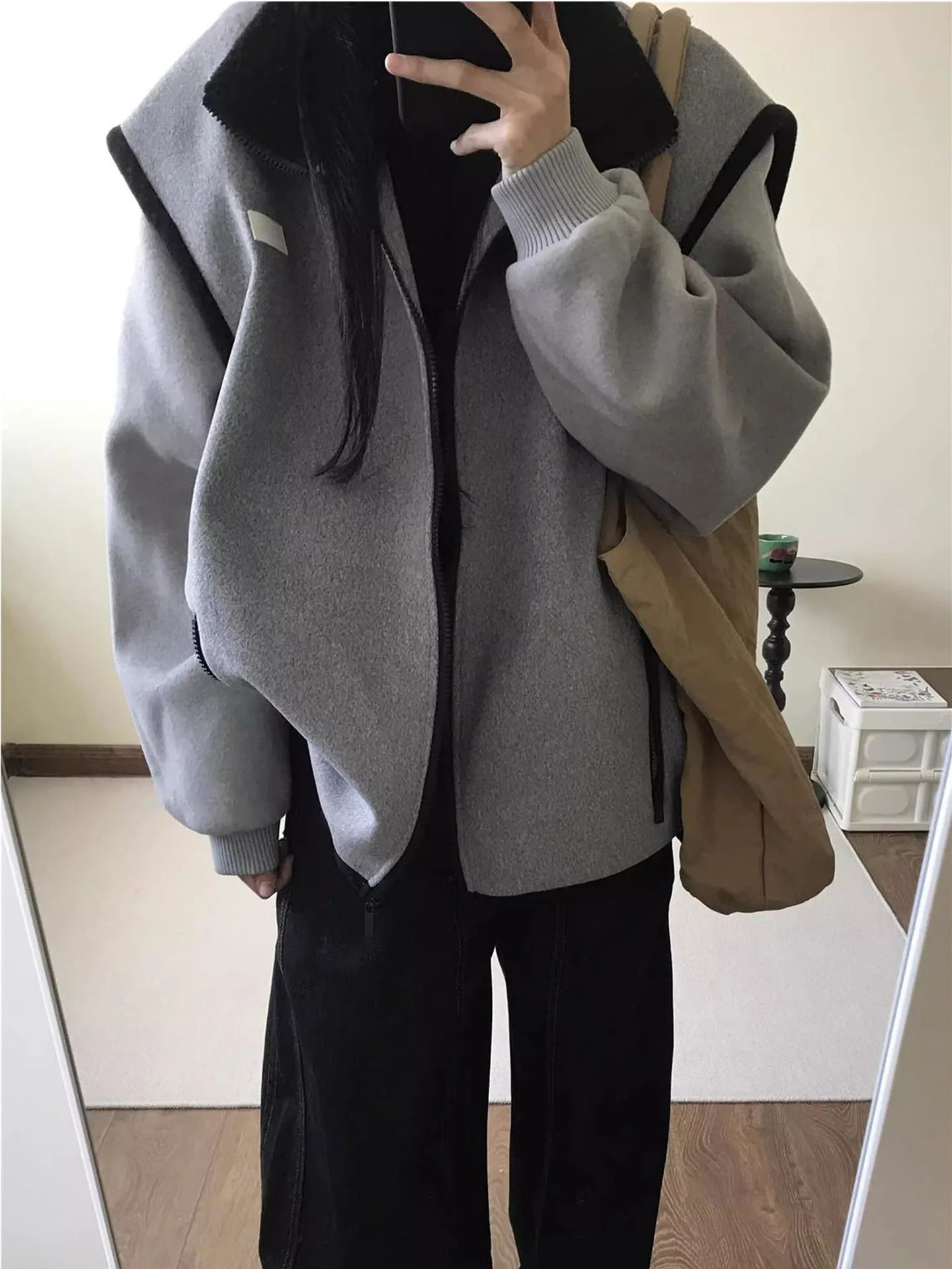 

Американский ретро-пиджак из шерсти в стиле пэчворк, свободный повседневный женский весенне-осенний бейсбольный пиджак, модный топ