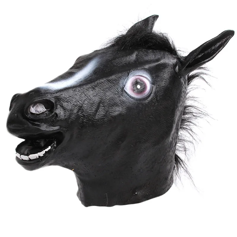 1Pcs Creepy Horse Head Mask Full Face Latex Animal Party Mask Masquerade Halloween Costume Props Novelty Christmas Mask