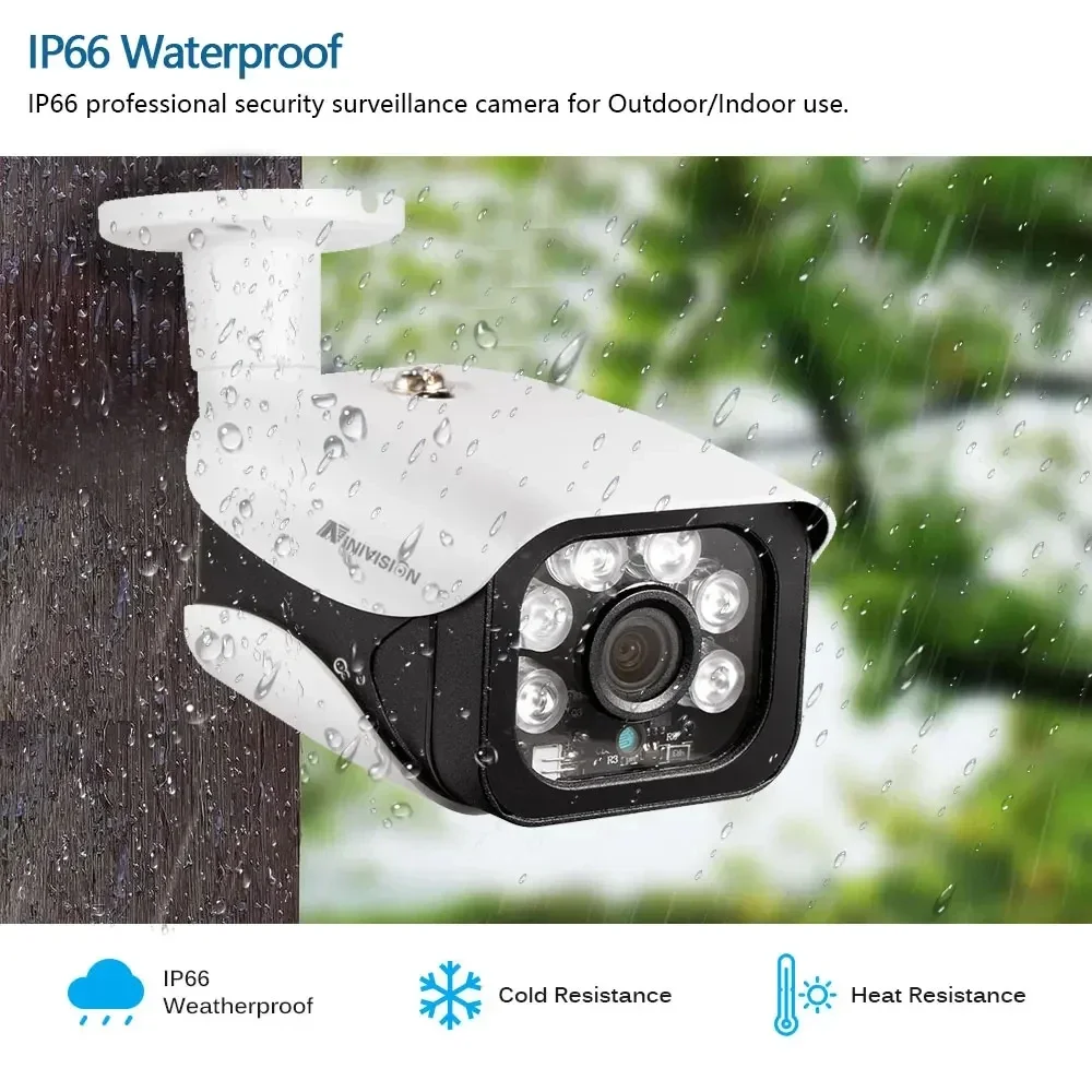 New 4K 8MP IP Camera Audio Record Outdoor Waterproof POE H.265 Metal Bullet CCTV Home 5MP Night Vision Security Camera