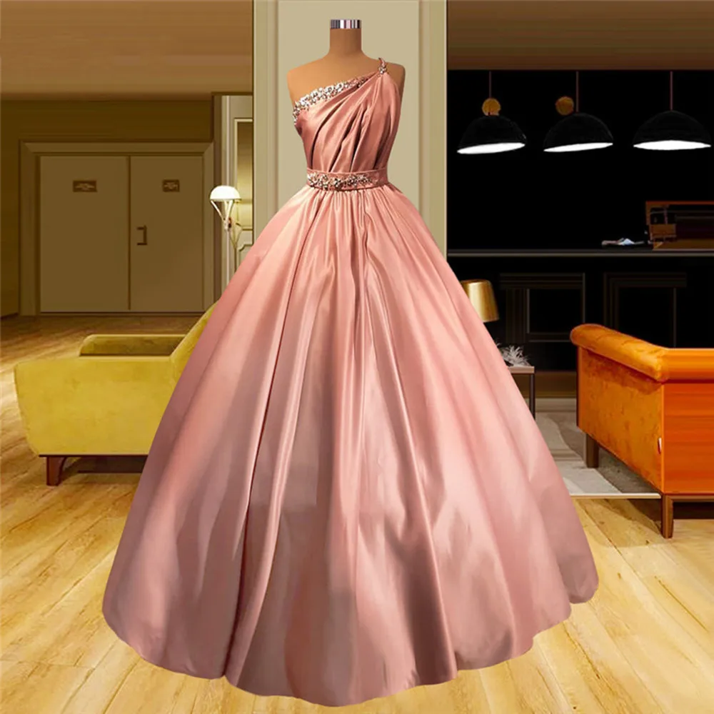 Vestido De quinceañera Vintage rosa para mujer, elegante vestido De baile con cuentas, sin mangas, hasta el suelo, atuendo De baile De 16 °, 2024