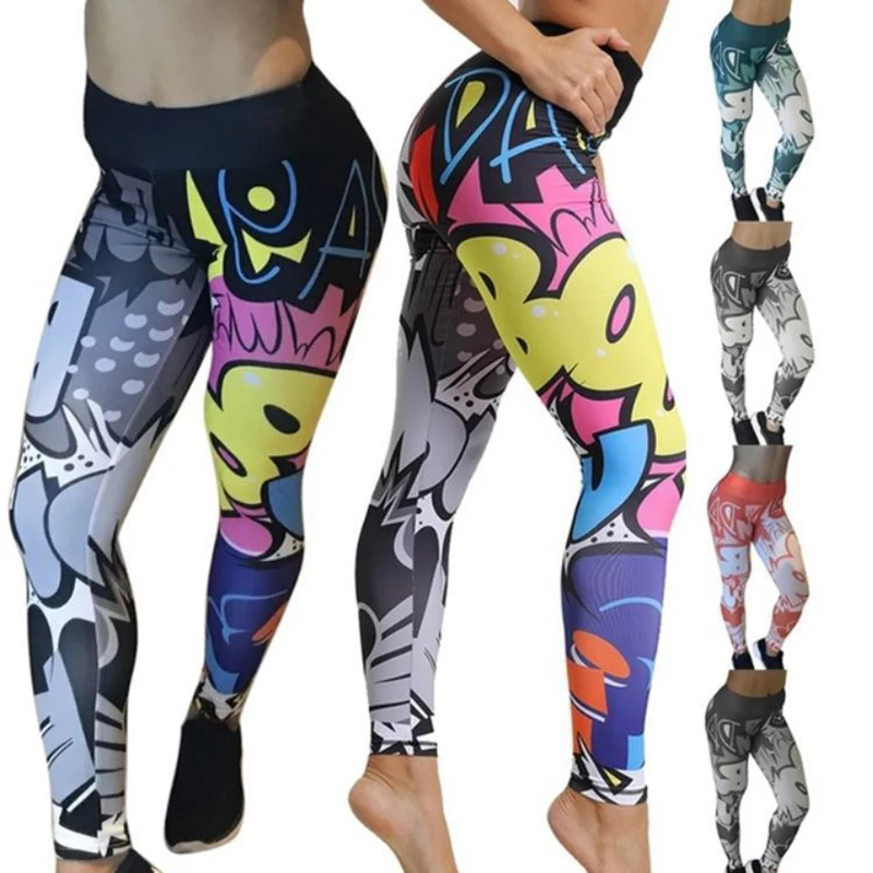 Nadruk bezszwowe legginsy kobiet miękkie spodnie treningowe stroje Fitness spodnie do jogi wysoki stan stroje gimnastyczne leginsy z lycry Spandex