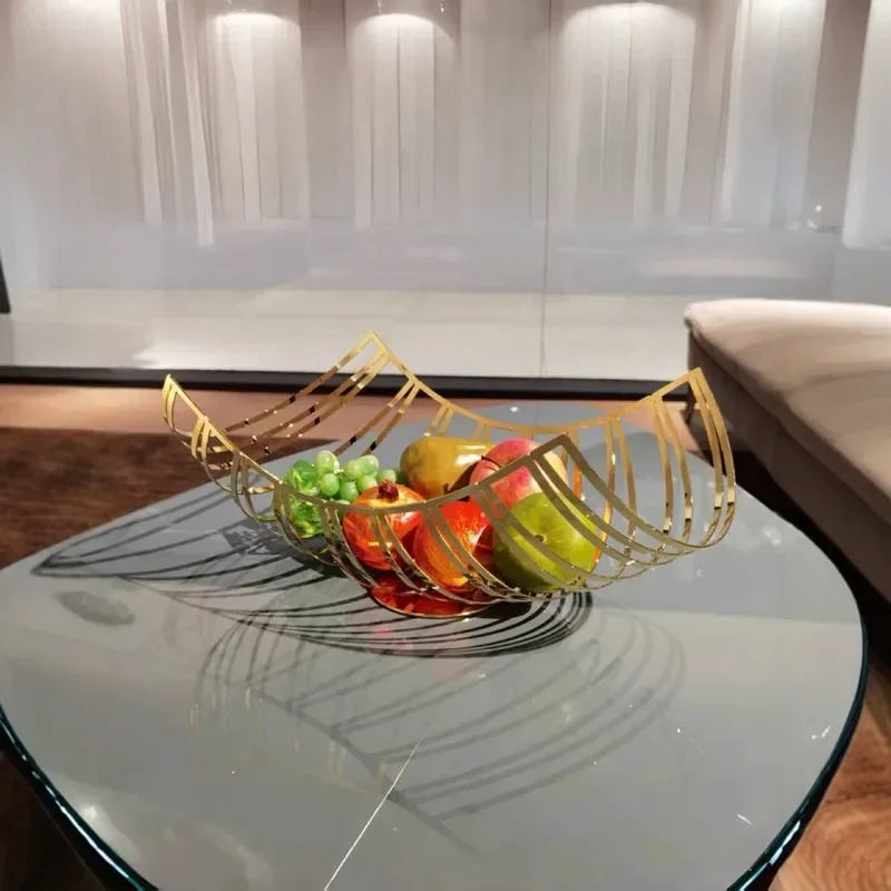 Modern Stainless Steel Fruit Basket Italian Design Light Luxury Storage Bowl for Living Room Home Decorative Ornament Kitchen