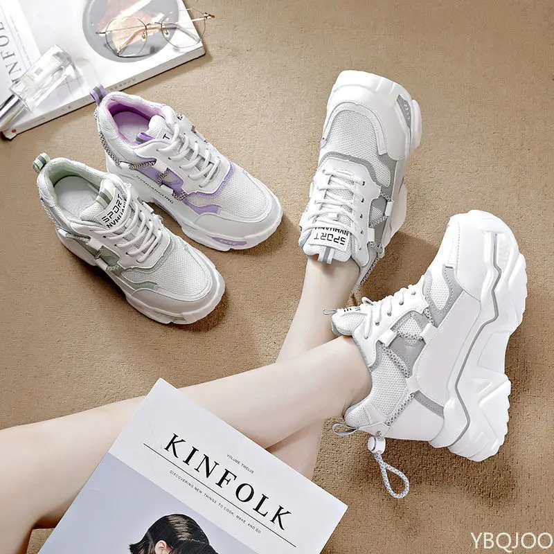 حجم صغير ربيع الخريف المألوف سميكة وحيد الارتفاع زيادة الأحذية النسائية تنوعا أحذية أبي عادية ومريحة