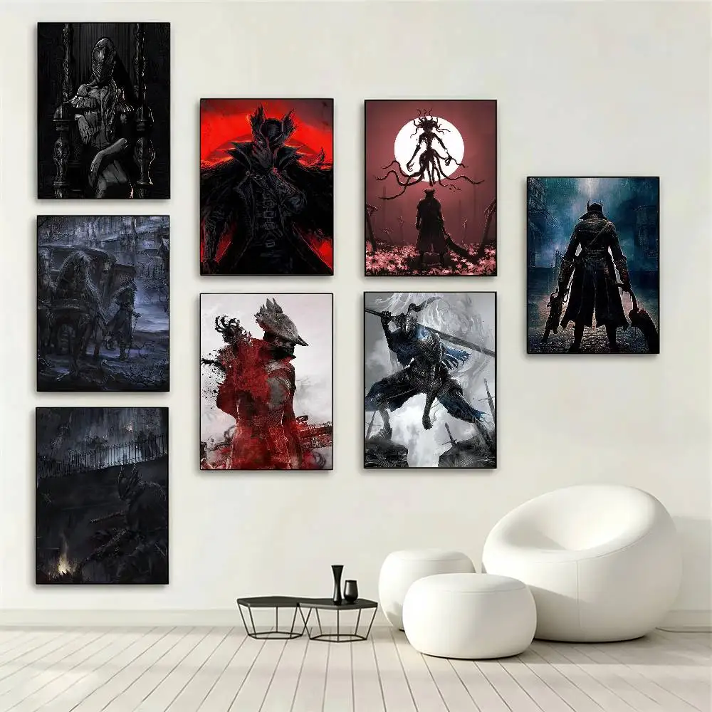 Game Bloodborne Dark Souls  Poster Waterproof Wall Art Sticker For Bar Living Room Vintage Decor High Quality Print Gift