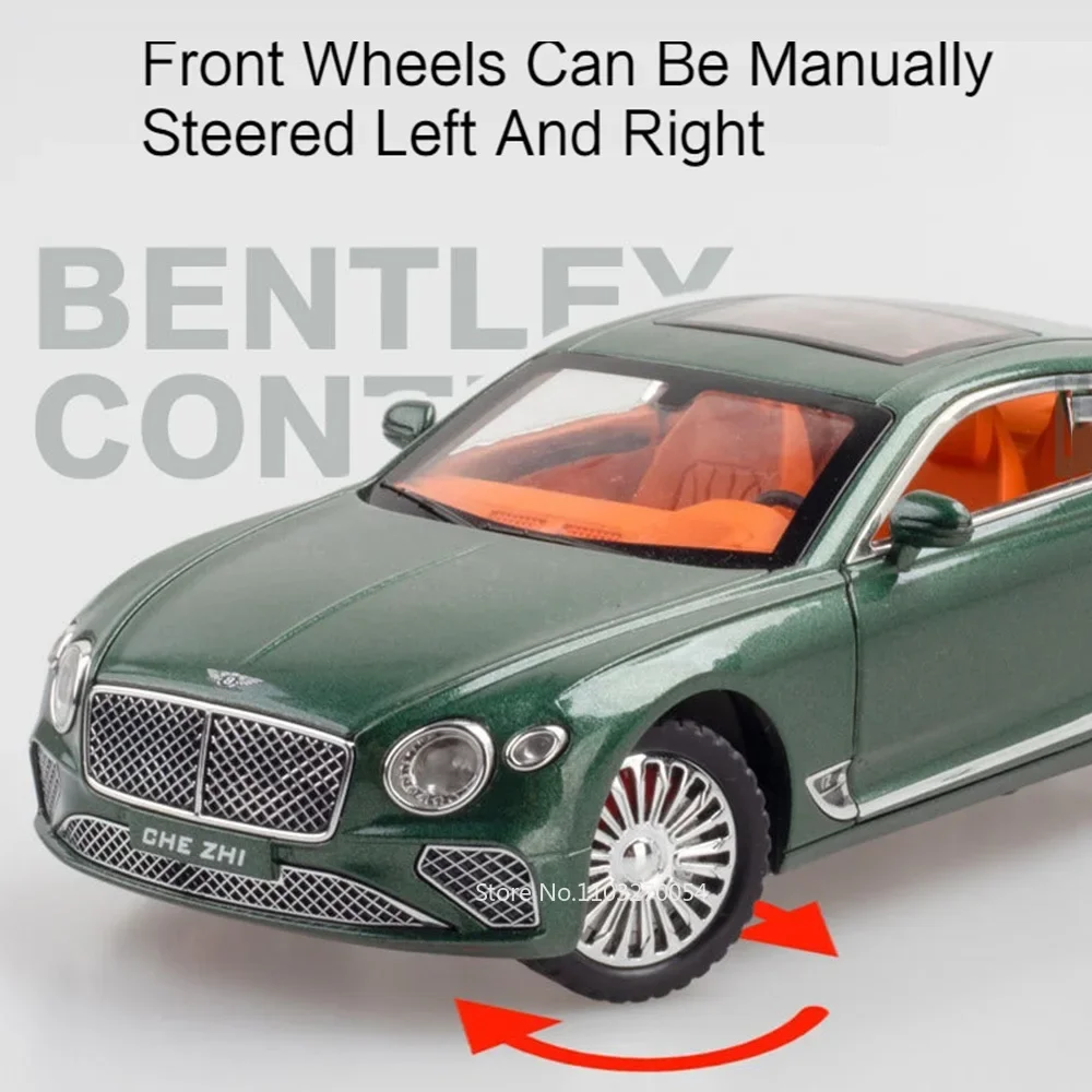 1/24 Continental GT Mulsanne Speelgoed Model Auto Legering Diecast Voertuig Deuren Geopend Rubberband Geluid Licht Trek Speelgoed Cadeau voor Kid