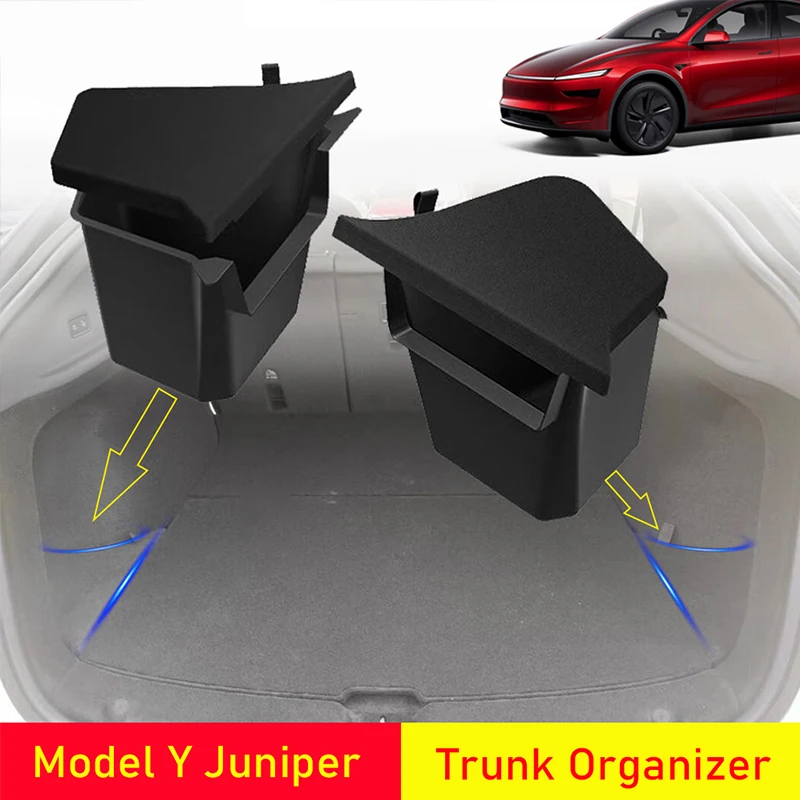 For Tesla Model Y 1:1 Official Design Trunk Storage Bins Trunk Organizer Trunk Side Storage Box Travel Accessories