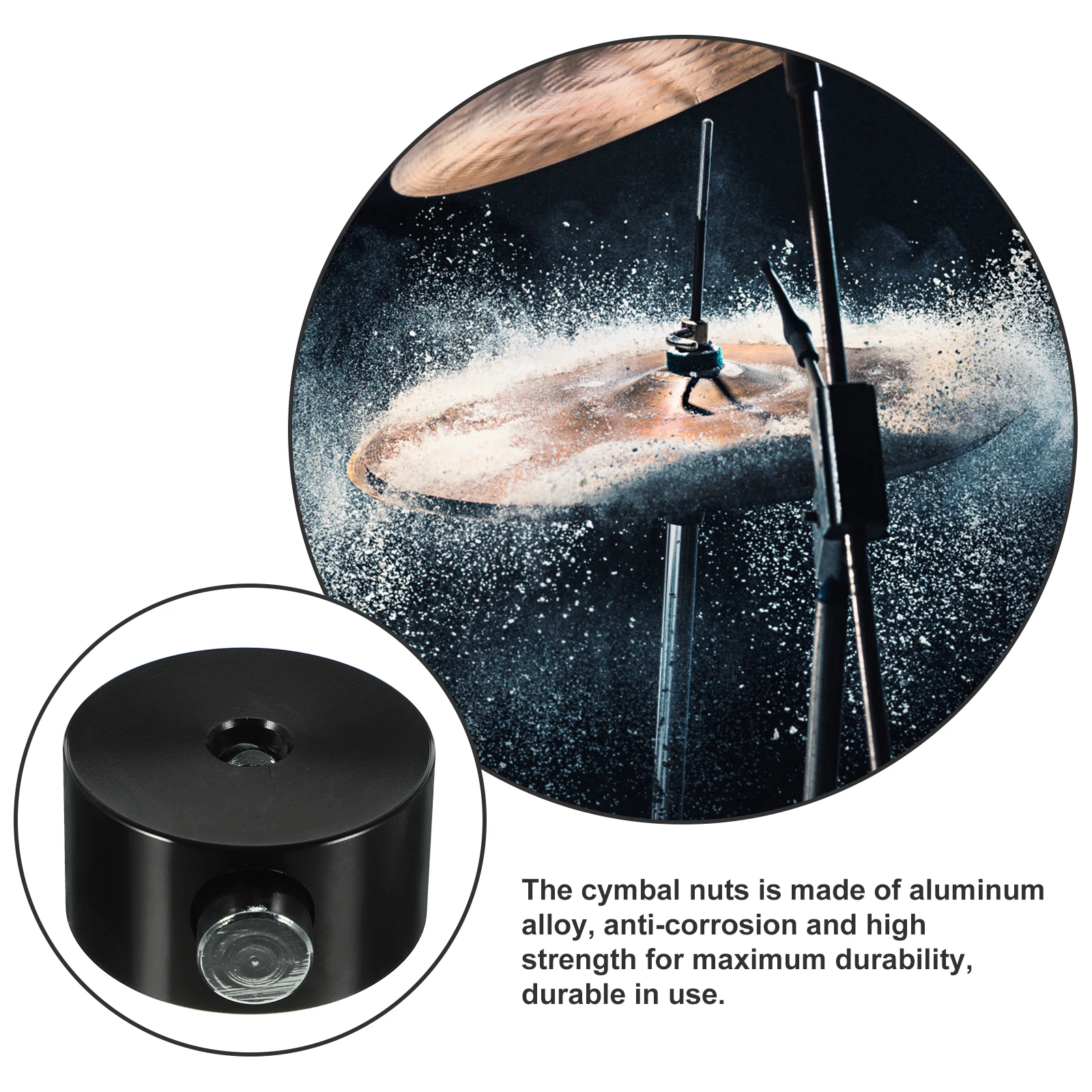 

Percussion Drum Nut Quick Release Hat Cymbal Parts Hardware Black Aluminum Alloy