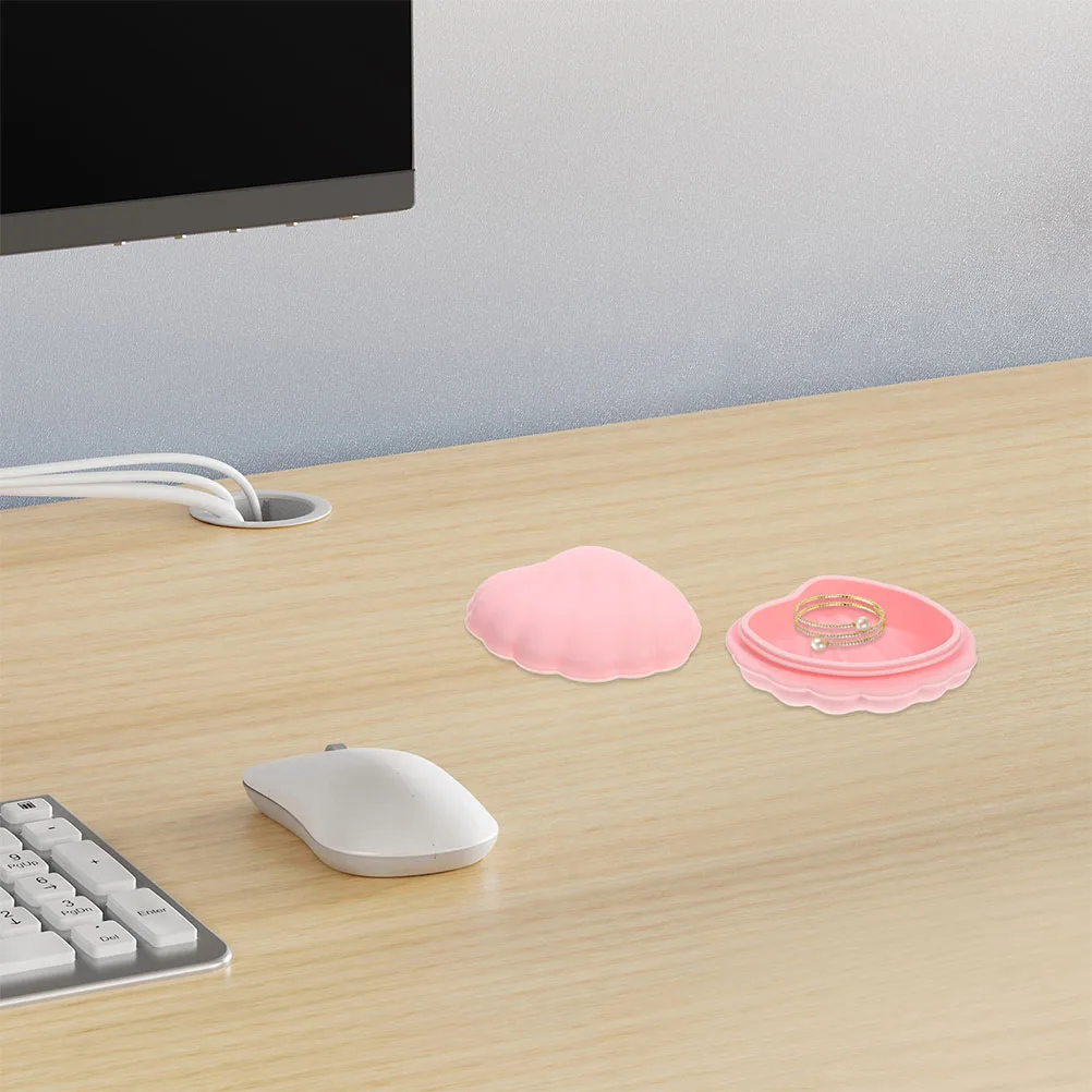 2pcs Shell Shape Jewelry Box Silicone Trinket Tray Lightweight Portable Storage Organizer For Ring Earring Key Vanity Decorative