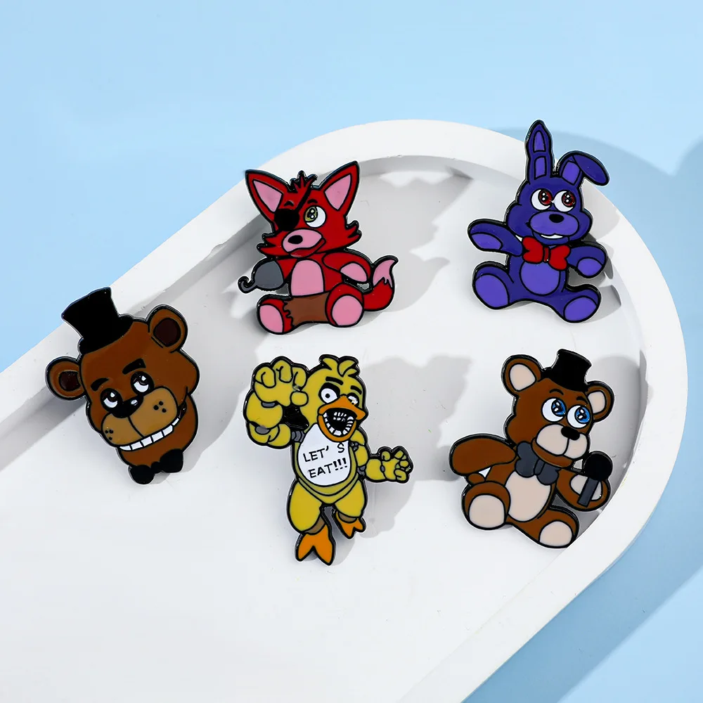 Five Night's At Freddy Anime Brooch Enamel Pins Foxy Bonnie Doll Badge FNAF Brooches for Backpack Pins Accessories Gifts