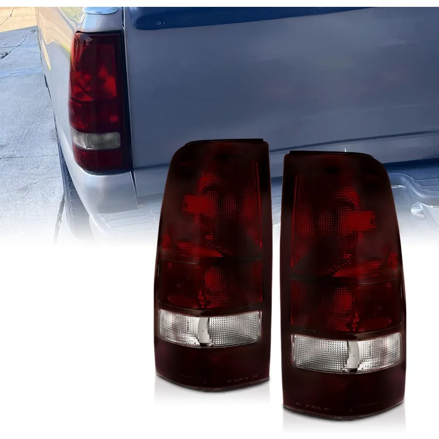

For 19992002 Chevy Silverado and 992006 GMC Sierra Trucks Smoke Red Replacement Brake Tail Lights Pair with Dual Sided Design f
