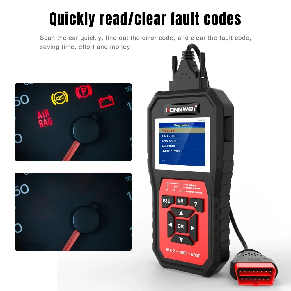 KONNWEI KW460 Профессиональный EOBD OBD2 диагностический сканер, полная система диагностики автомобиля