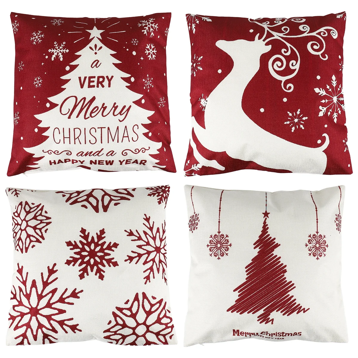 Christmas Pillow Covers 18X18 Set of 4,Farmhouse Christmas Decor for Home,Xmas Decorations Throw Cushion Case for Home