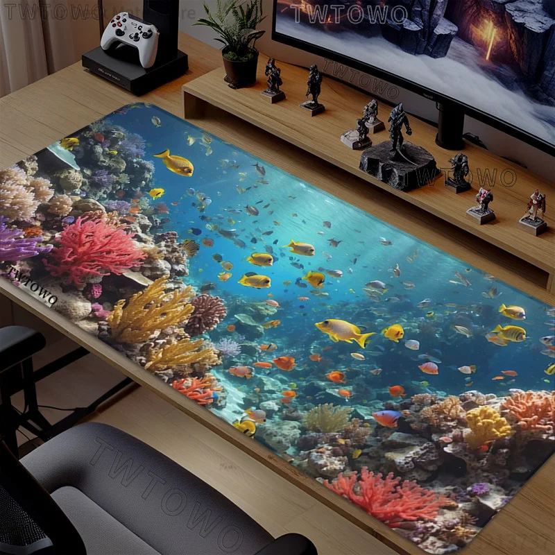 Unterwasserwelt Mauspad Gamer / Computer Großes Mauspad für Zuhause, Mausmatte Spielmatte Teppich Naturkautschuk Computer-Mausmatten