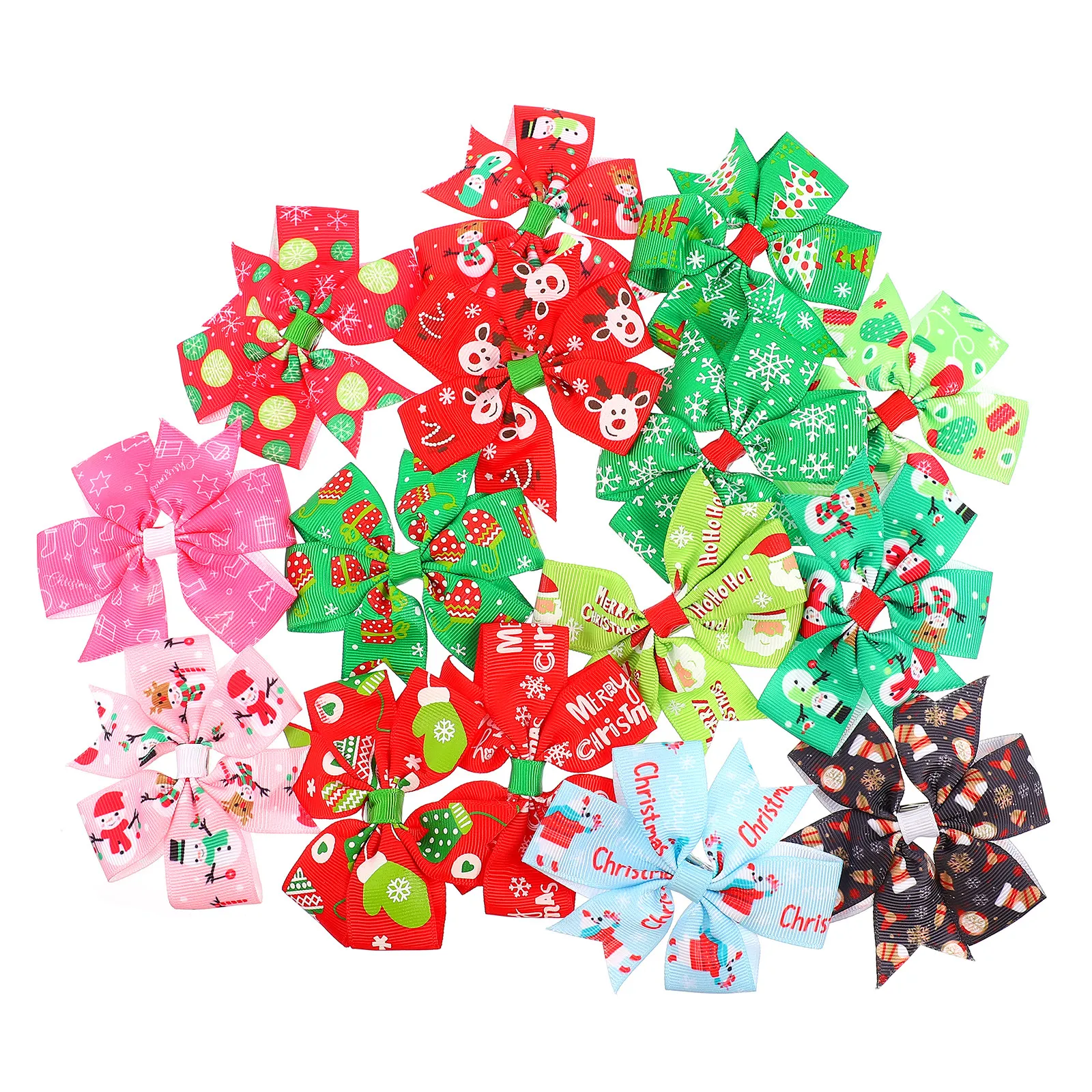 15Pcs Christmas Bow Knot Hair Clip Warm Color Scheme Suitable for Any Occasion Xmas Hair Clips Christmas Barrettes
