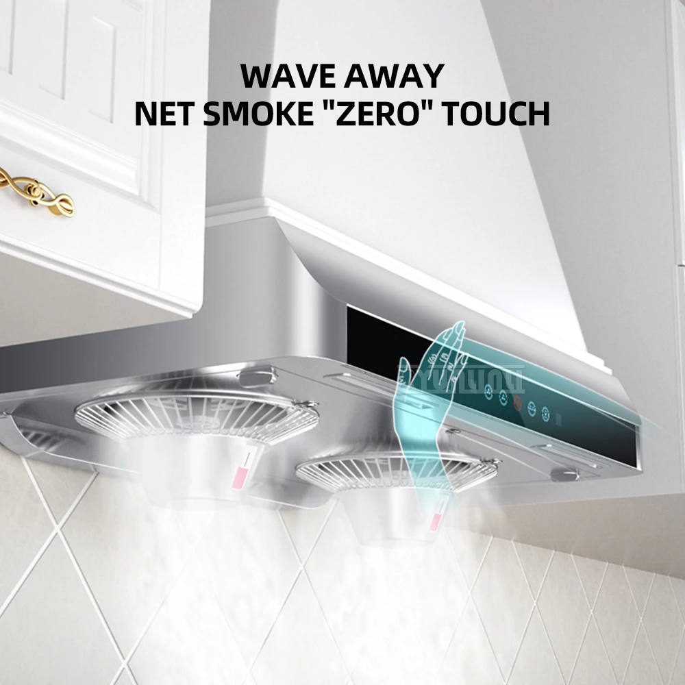 71CM Stainless Steel Kitchen Range Hood with Dual Motor High Suction Touch Type Control Extractor Hood for Cooking Fume Removal