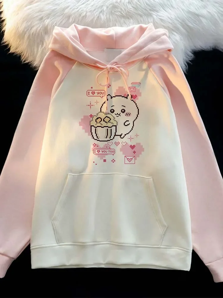 Japanischer Chiikawa-Hoodie, Kawaii-Anime-Kapuzenjacke für Damen, Herbst-Winter-Langarm-Oberteil für Damen und Herren, vielseitig einsetzbar.
